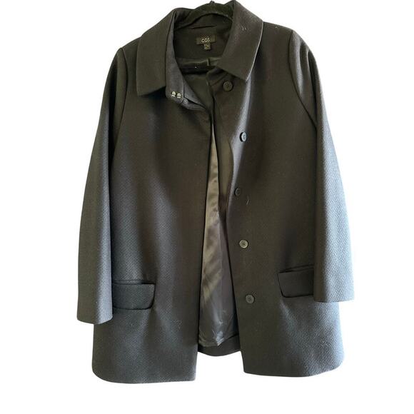 COS Women's Blue Wool Blended Button Front Biker Jacket Size 10 - Picture 1 of 6